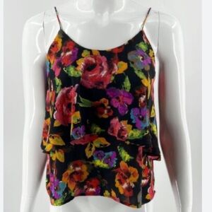 PAPER CRANE for Anthropologie Black floral Cami